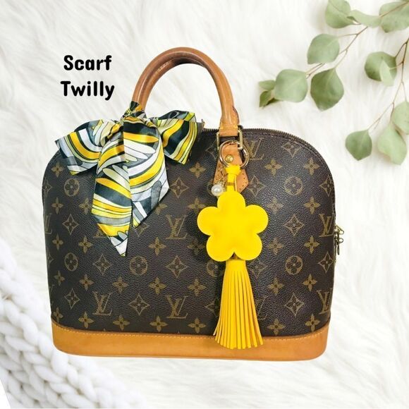 Silk Scarf Twilly And Tassel charm handbag/keychain charm - Picture 1 of 2